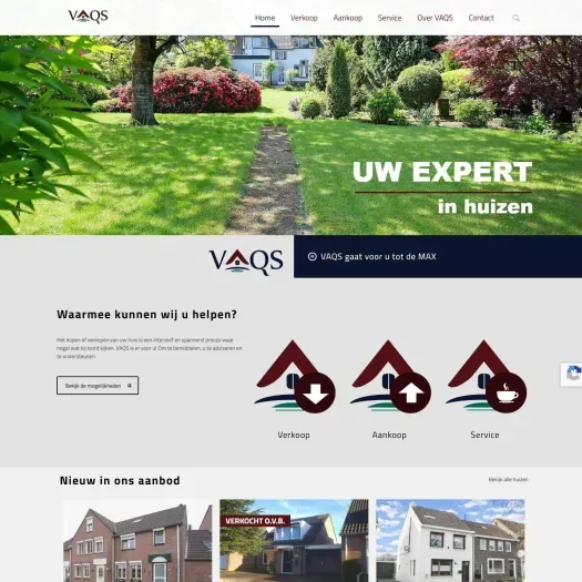 Screenshot of the website of www.vaqs.nl