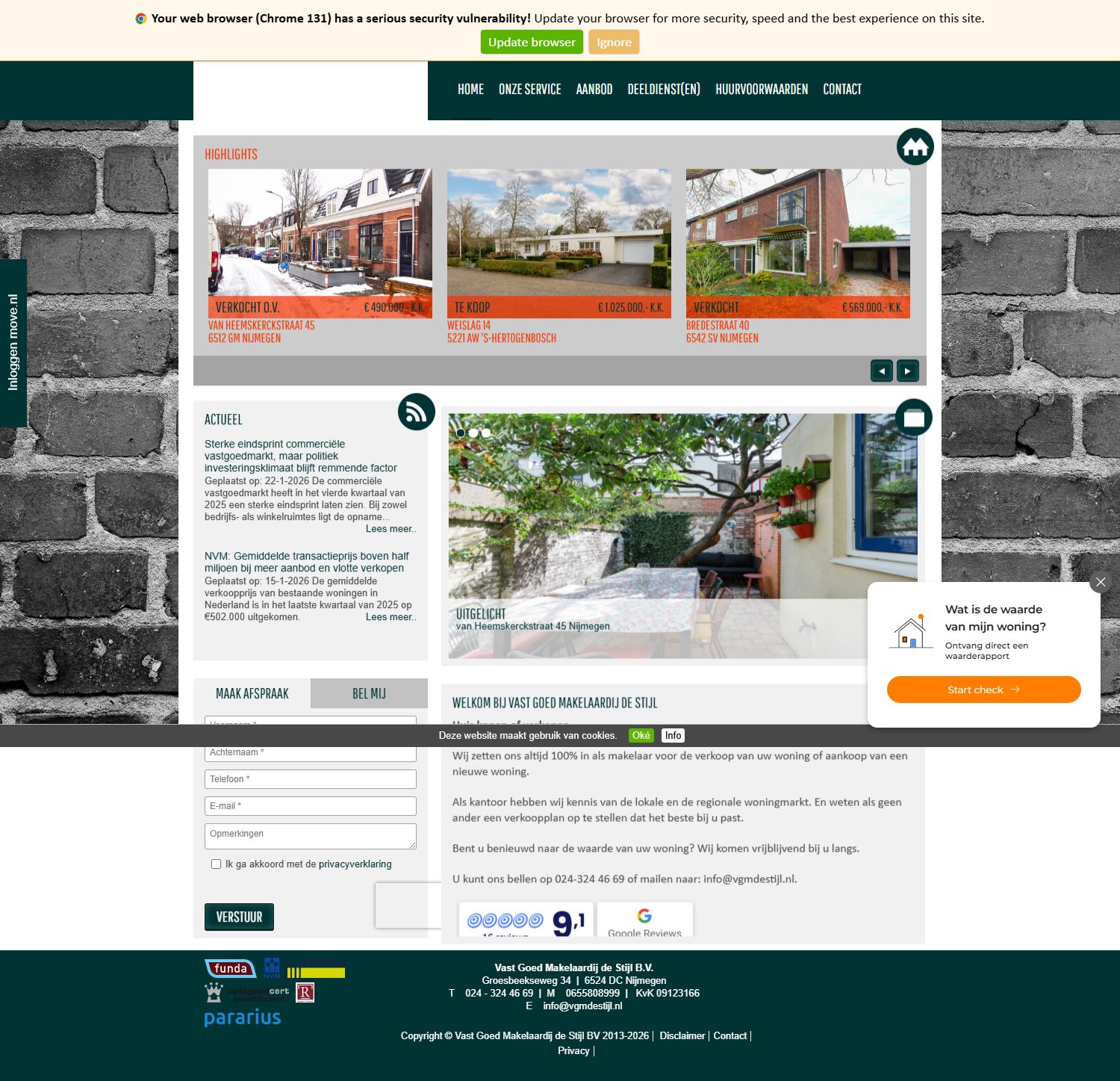 Screenshot der Website von www.vgmdestijl.nl