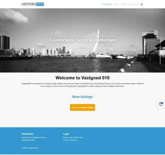 Screenshot of the website of www.vastgoed010.com