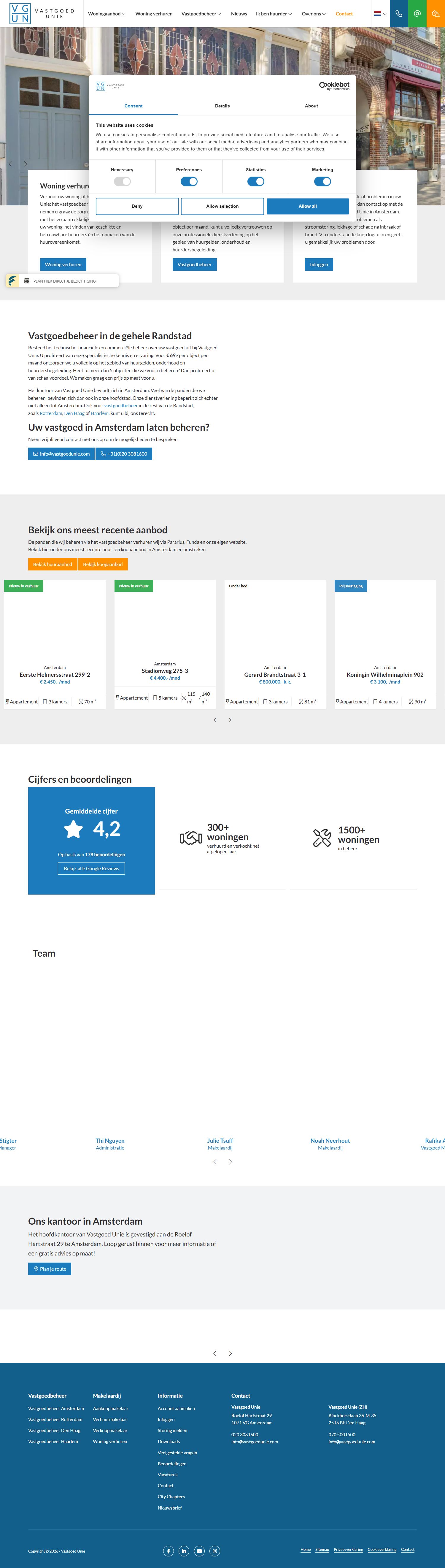 Team foto van Vastgoed Unie