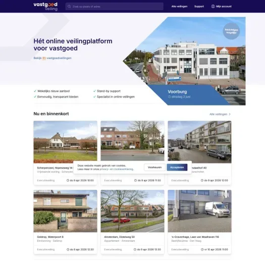 Capture d'écran du site web de vastgoedveiling.nl