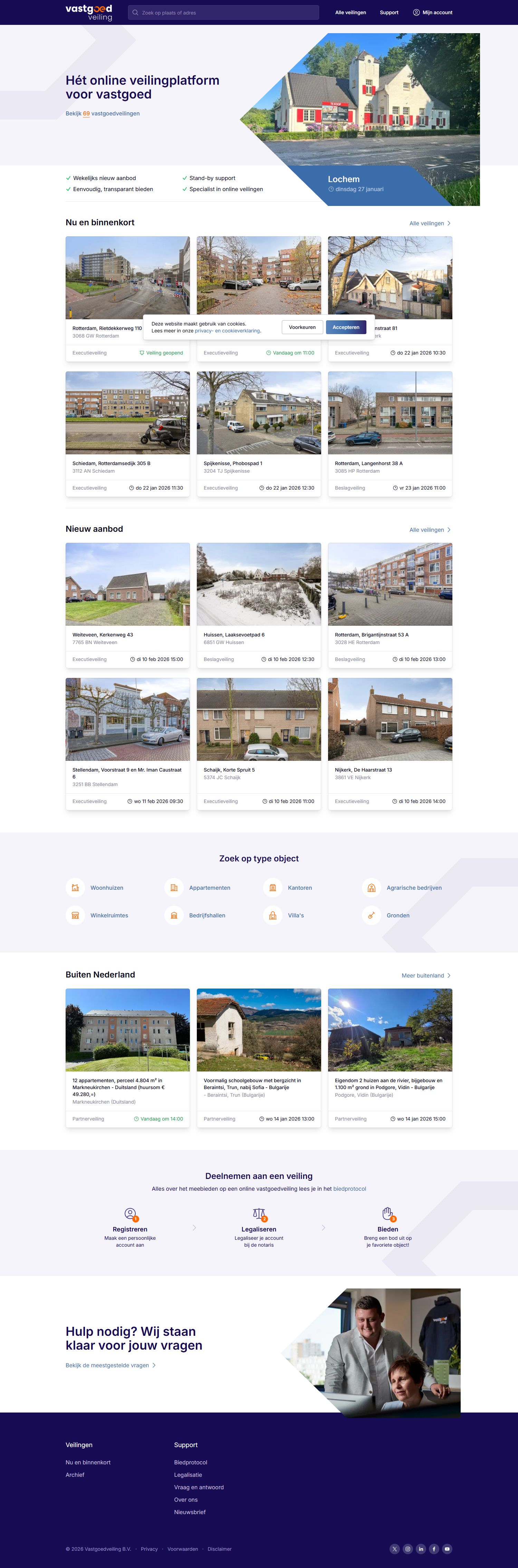 Screenshot van de website van vastgoedveiling.nl