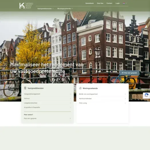 Screenshot van de website van vastgoedbeheerkeizer.nl