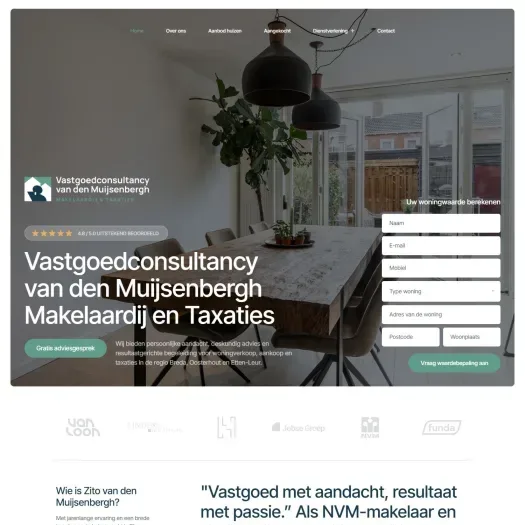 Screenshot van de website van www.vastgoedconsultancymuijsenbergh.nl