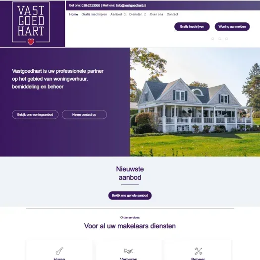 Screenshot van de website van www.vastgoedhart.nl