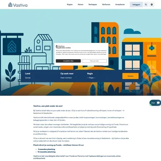 Screenshot of the website of www.vastiva.nl
