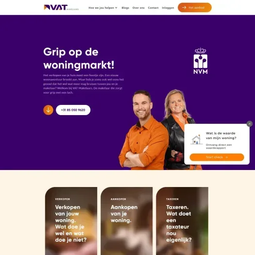 Screenshot of the website of www.vatmakelaars.nl