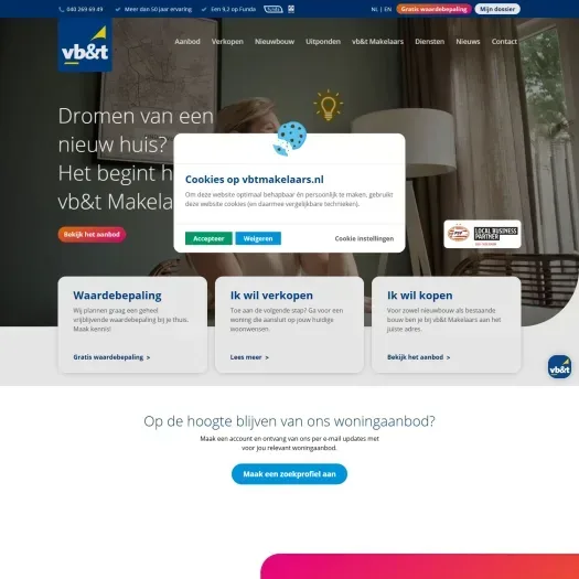 Capture d'écran du site web de www.vbtmakelaars.nl