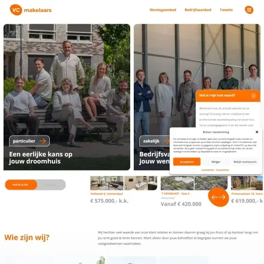 Screenshot der Website von www.vcmakelaars.nl