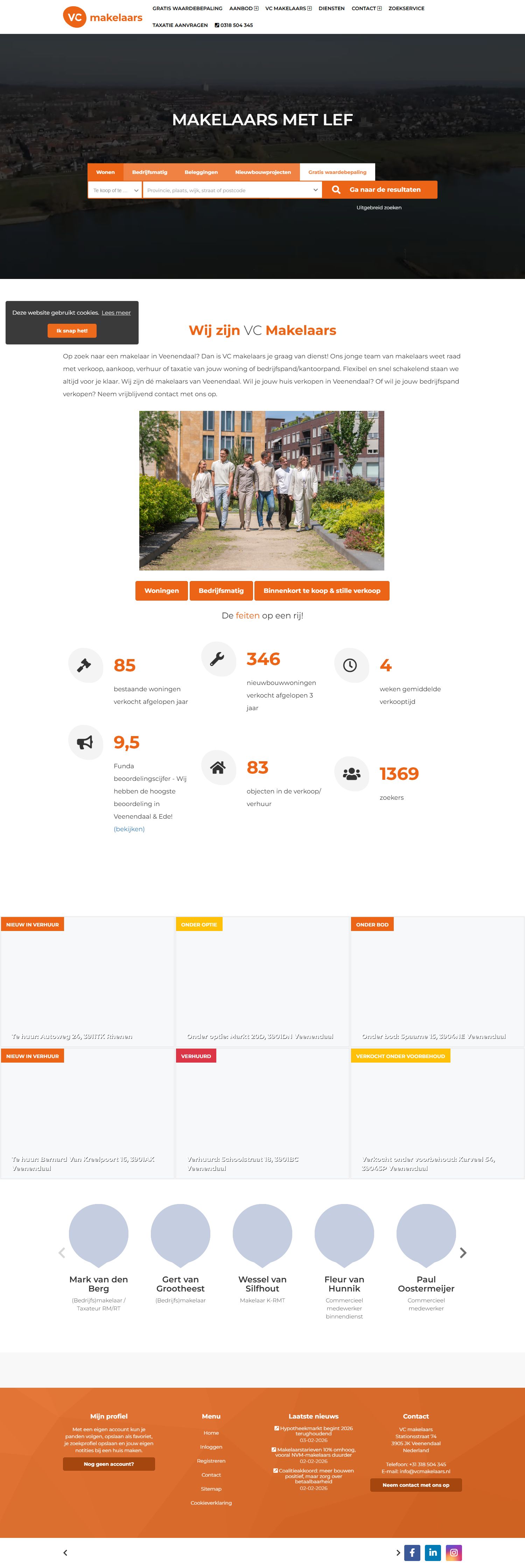 Screenshot der Website von www.vcmakelaars.nl