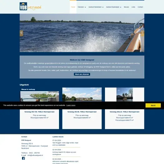 Screenshot van de website van www.vdbvastgoed.nl