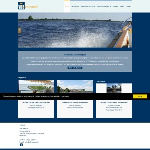 Screenshot of the website of www.vdbvastgoed.nl