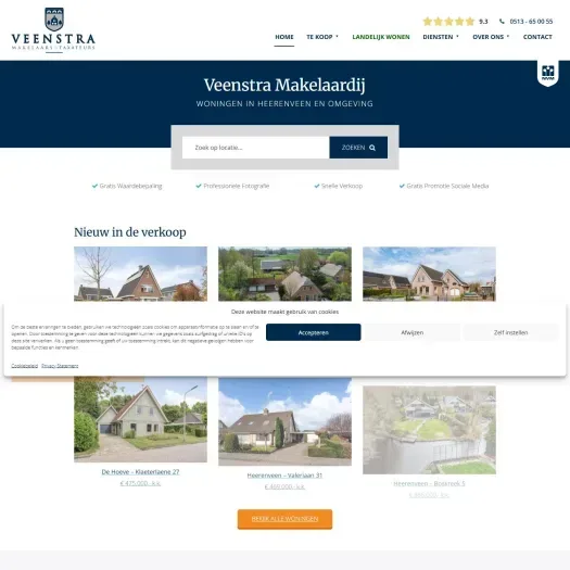 Screenshot van de website van www.makelaar-heerenveen.nl