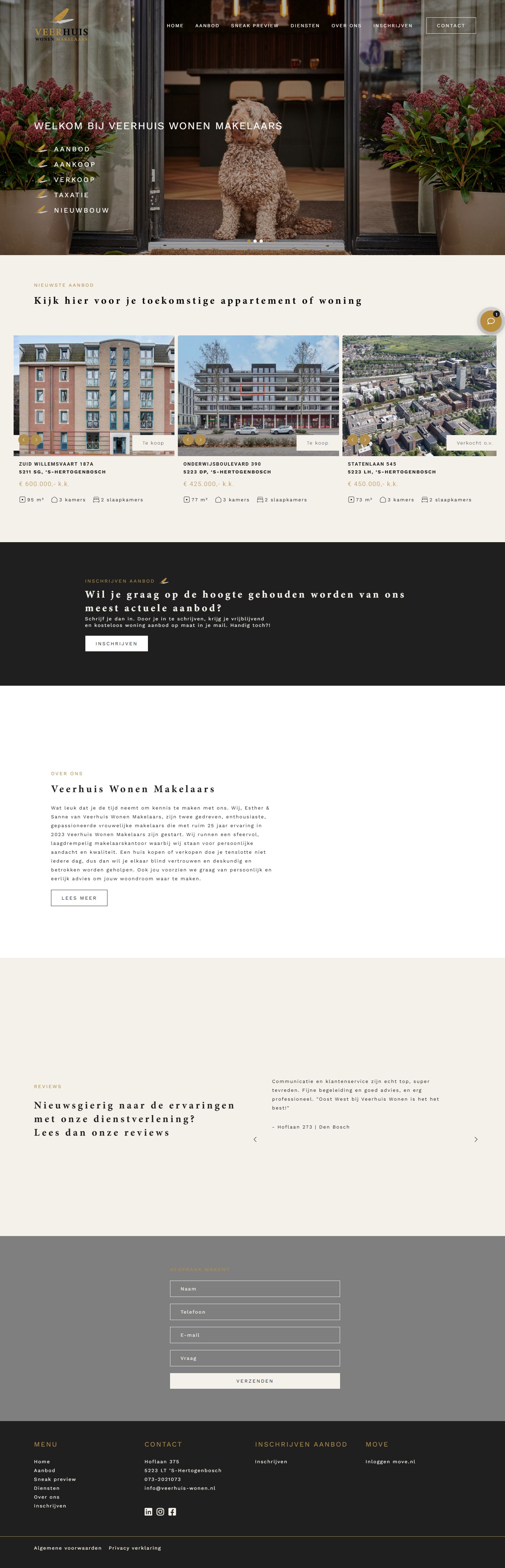 Screenshot der Website von www.veerhuis-wonen.nl