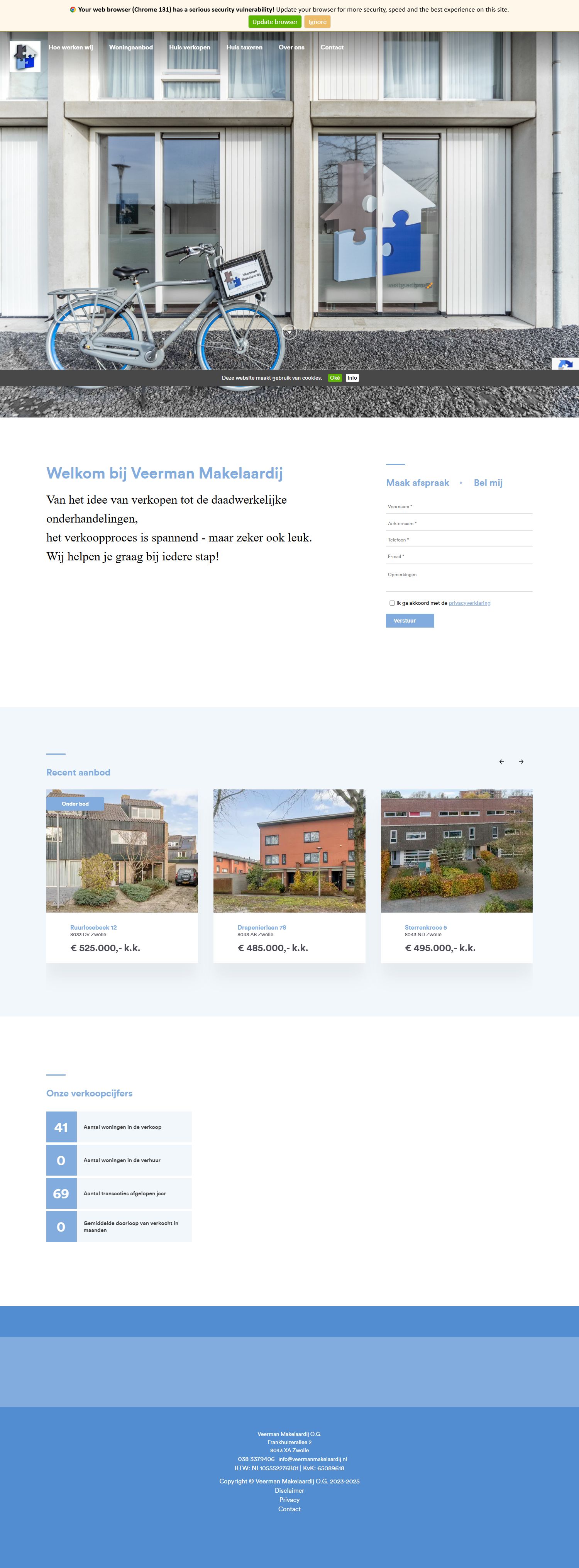 Screenshot der Website von www.veermanmakelaardij.nl