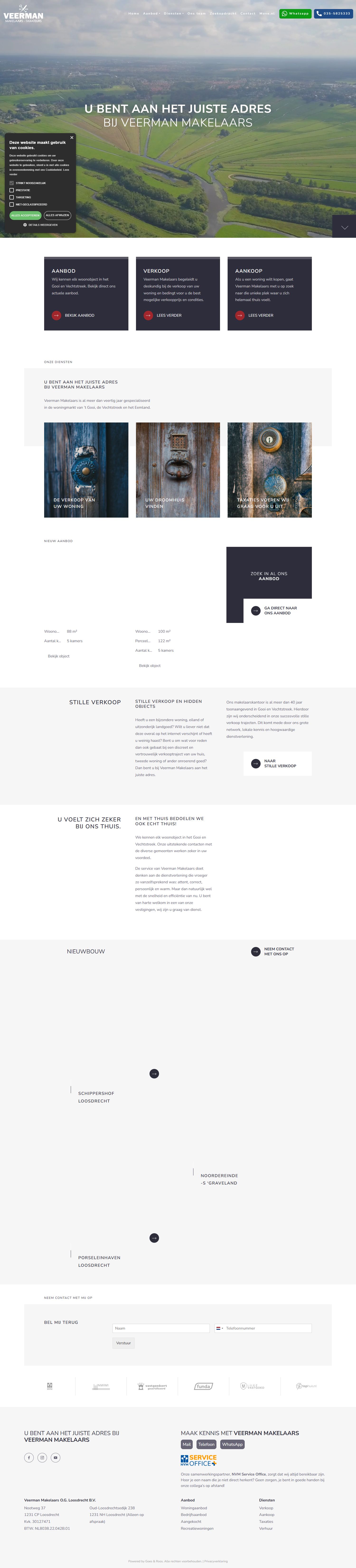 Screenshot of the website of www.veermanmakelaars.nl