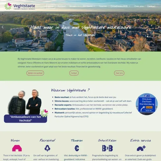 Screenshot van de website van www.veghtstaete.nl