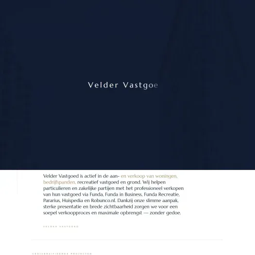 Screenshot of the website of veldervastgoed.nl