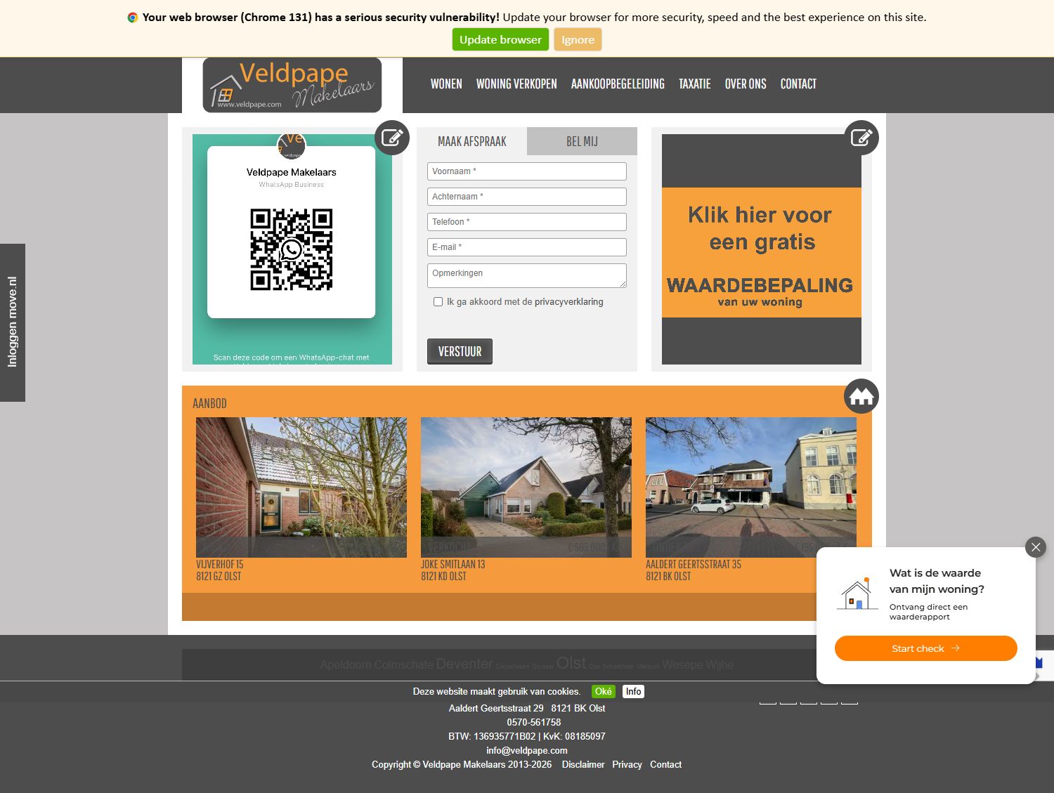 Screenshot der Website von www.veldpape.com