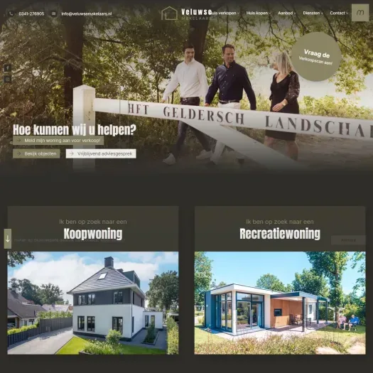 Screenshot van de website van veluwsemakelaars.nl