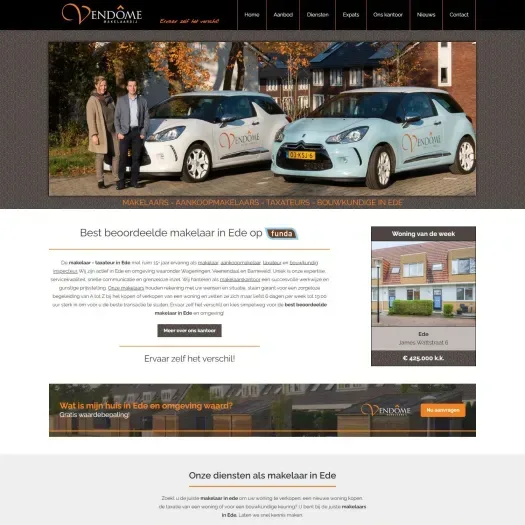 Screenshot of the website of www.vendomemakelaardij.nl
