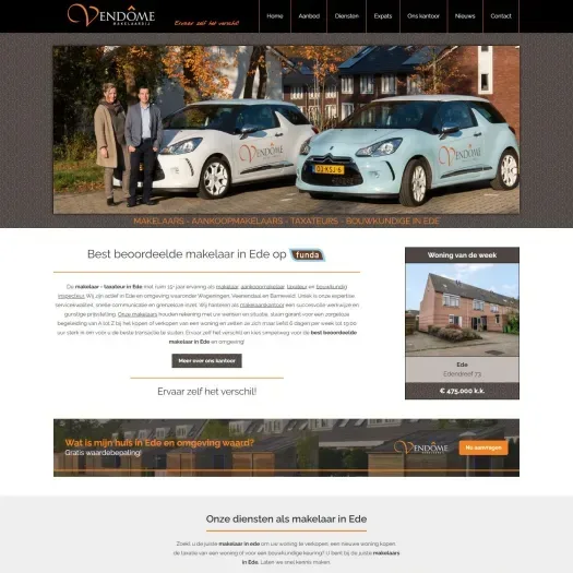 Screenshot of the website of www.vendomemakelaardij.nl