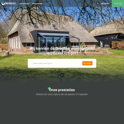 Screenshot of the website of www.venhorstmakelaardij.nl