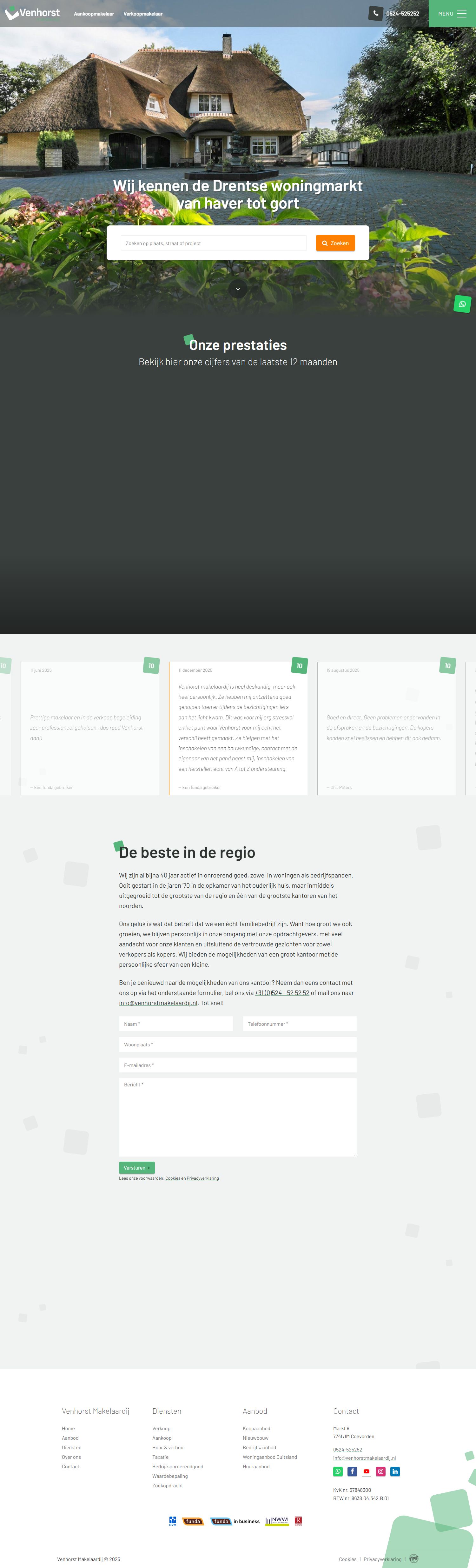 Screenshot der Website von www.venhorstmakelaardij.nl