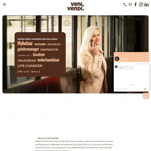 Screenshot van de website van www.venivendi.nl