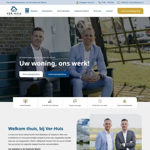 Screenshot van de website van www.ver-huismakelaars.nl