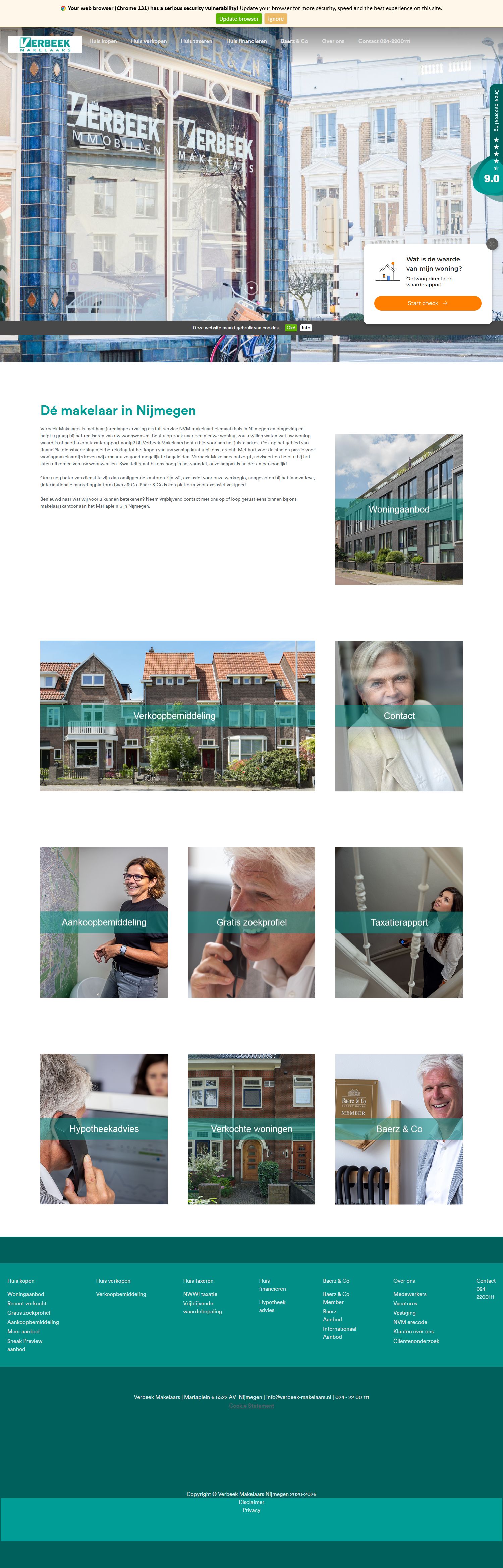 Capture d'écran du site web de www.verbeek-makelaars.nl