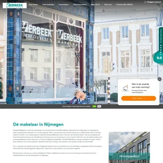 Screenshot van de website van www.verbeek-makelaars.nl