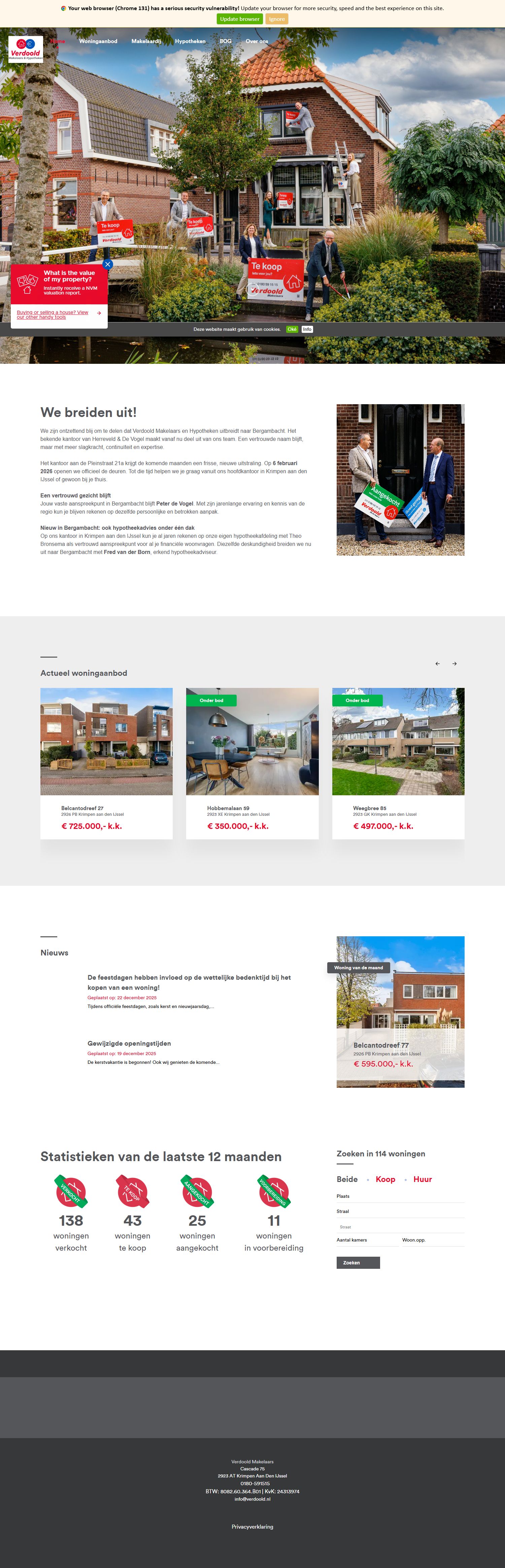 Screenshot van de website van www.verdoold.nl
