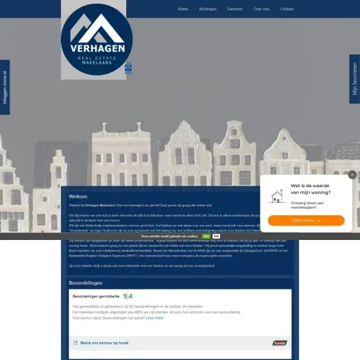 Screenshot van de website van www.verhagenmakelaars.nl