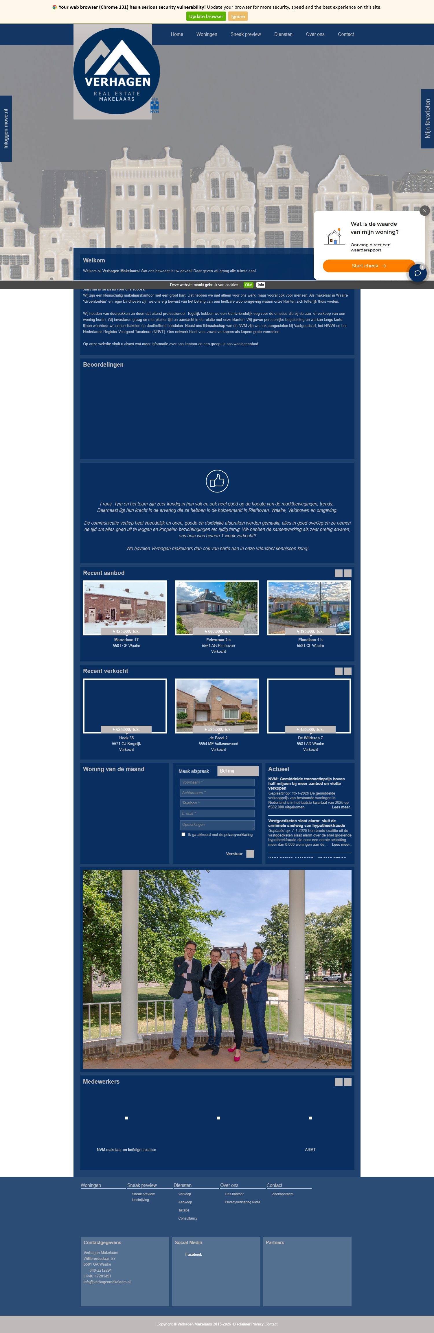Capture d'écran du site web de www.verhagenmakelaars.nl