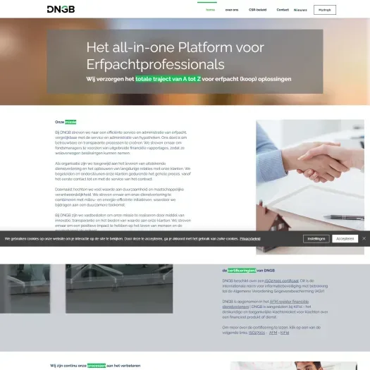Screenshot of the website of dngb.nl