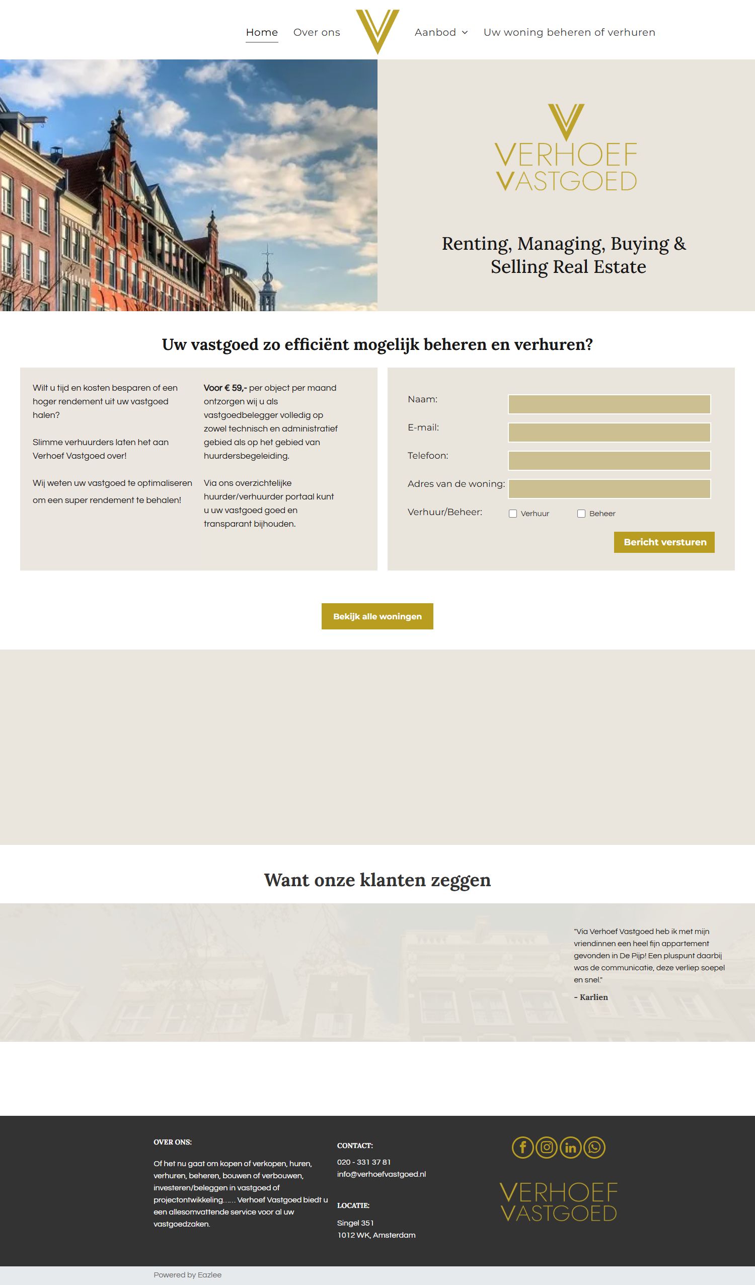 Screenshot van de website van www.verhoefvastgoed.nl