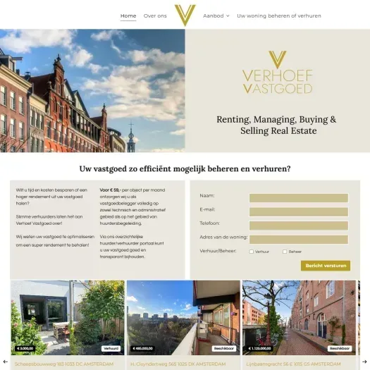 Screenshot van de website van www.verhoefvastgoed.nl