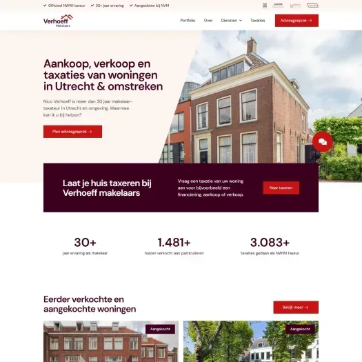Screenshot der Website von www.verhoeffmakelaars.nl