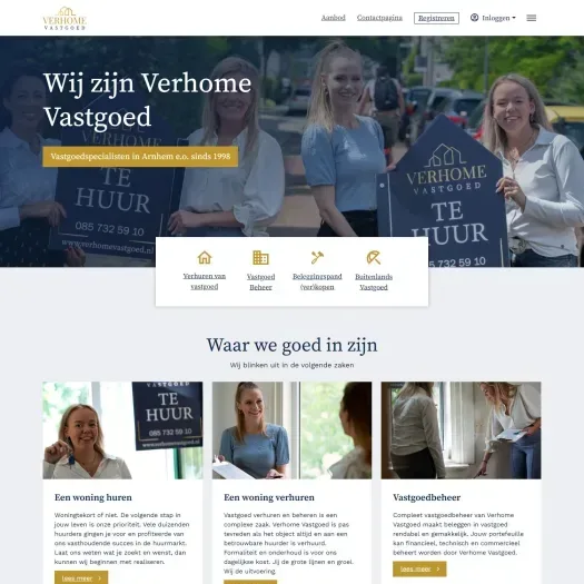 Screenshot van de website van www.verhomevastgoed.nl