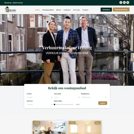Screenshot van de website van www.hsiang.nl