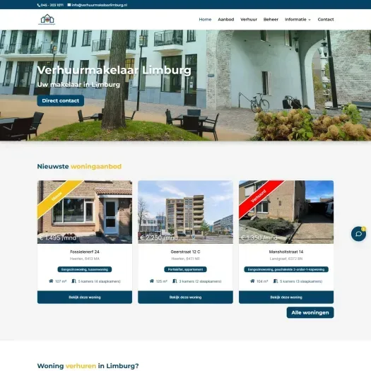 Screenshot van de website van www.verhuurmakelaarlimburg.nl