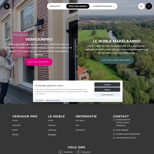 Screenshot van de website van www.verhuurpro.nl