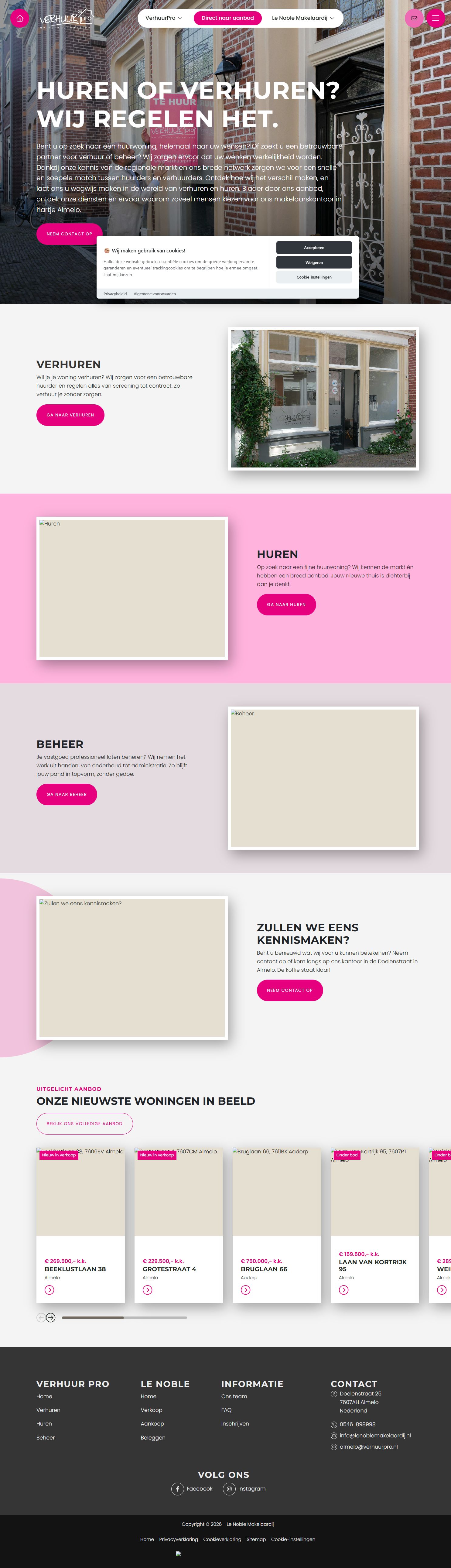 Screenshot of the website of www.verhuurpro.nl