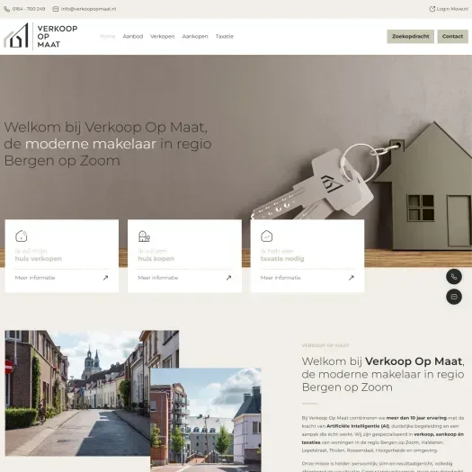 Screenshot van de website van www.verkoopopmaat.nl