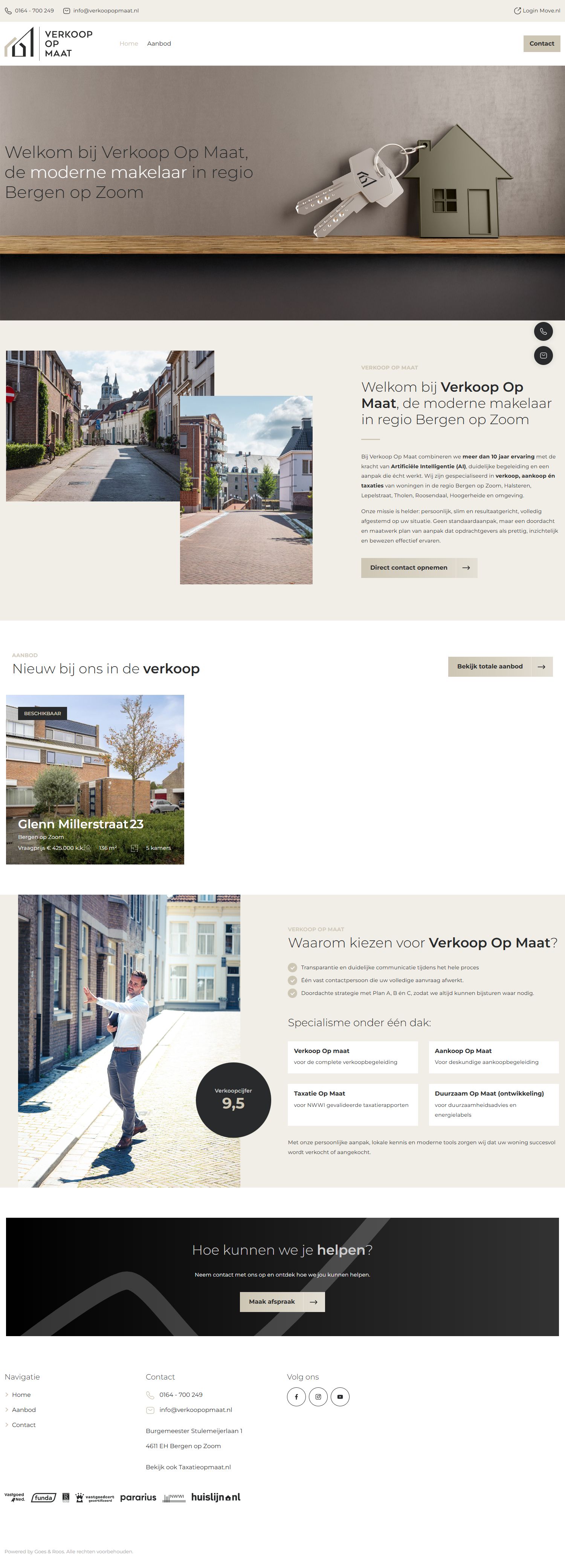 Screenshot of the website of www.verkoopopmaat.nl