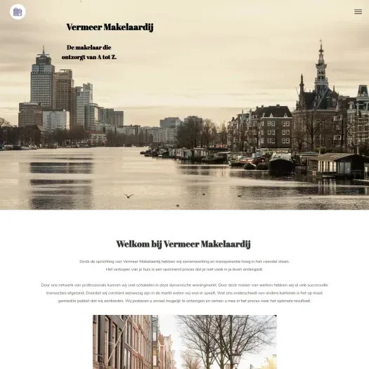 Screenshot of the website of www.vermeer-makelaardij.nl