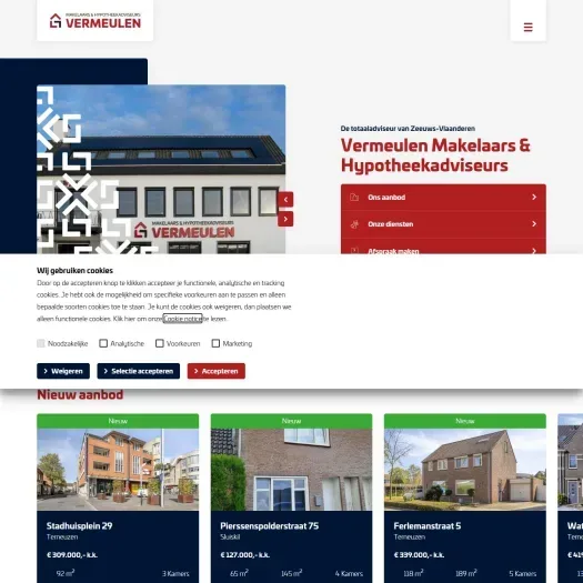 Screenshot van de website van www.vermeulen-makelaars.nl