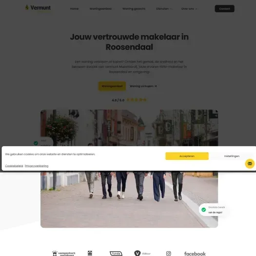 Screenshot van de website van www.vermunt-makelaardij.nl