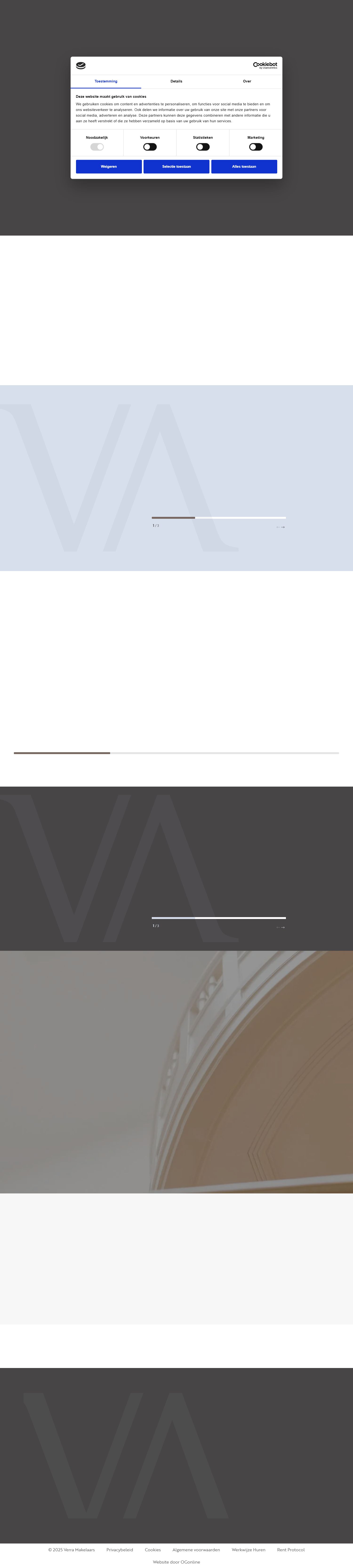 Screenshot of the website of www.verra.nl